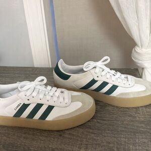 Adidas Samba White and Dark Green Sneakers